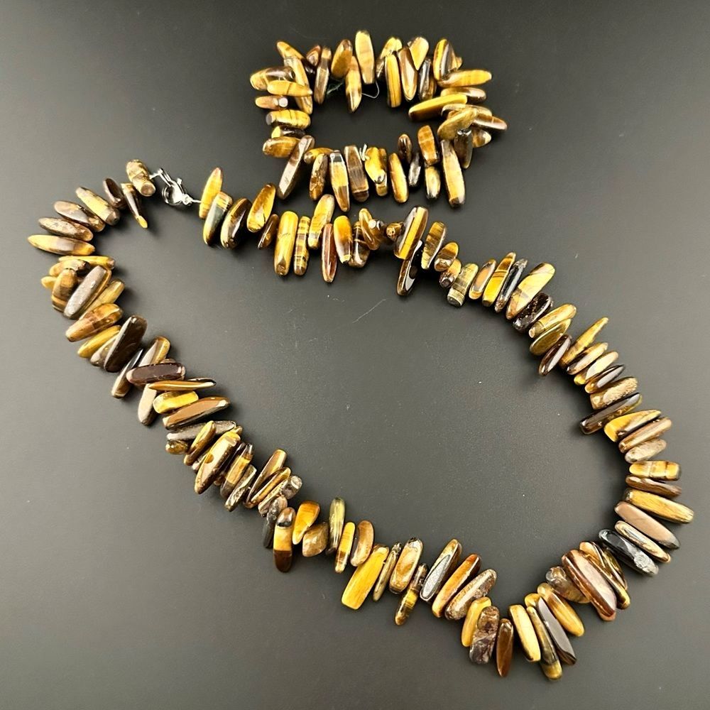 Tigers Eye Semi precious gemstone Bead Beaded Necklace & Bracelet